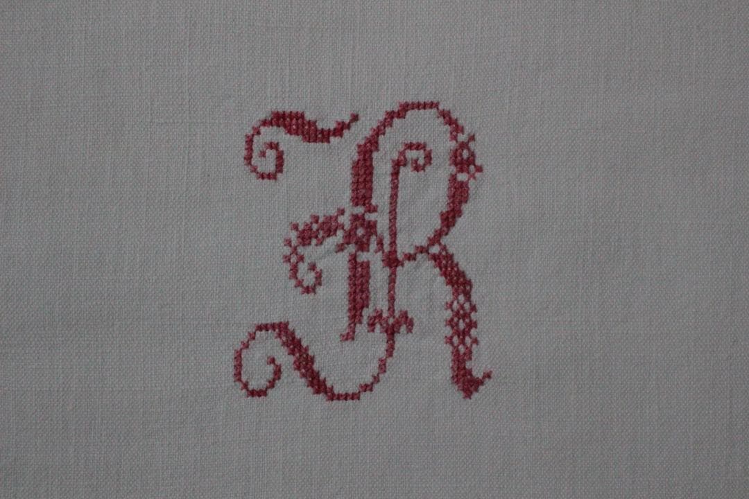 フランスアンティークイニシャルシーツ/モノグラムカバー/MONOGRAM“BR”