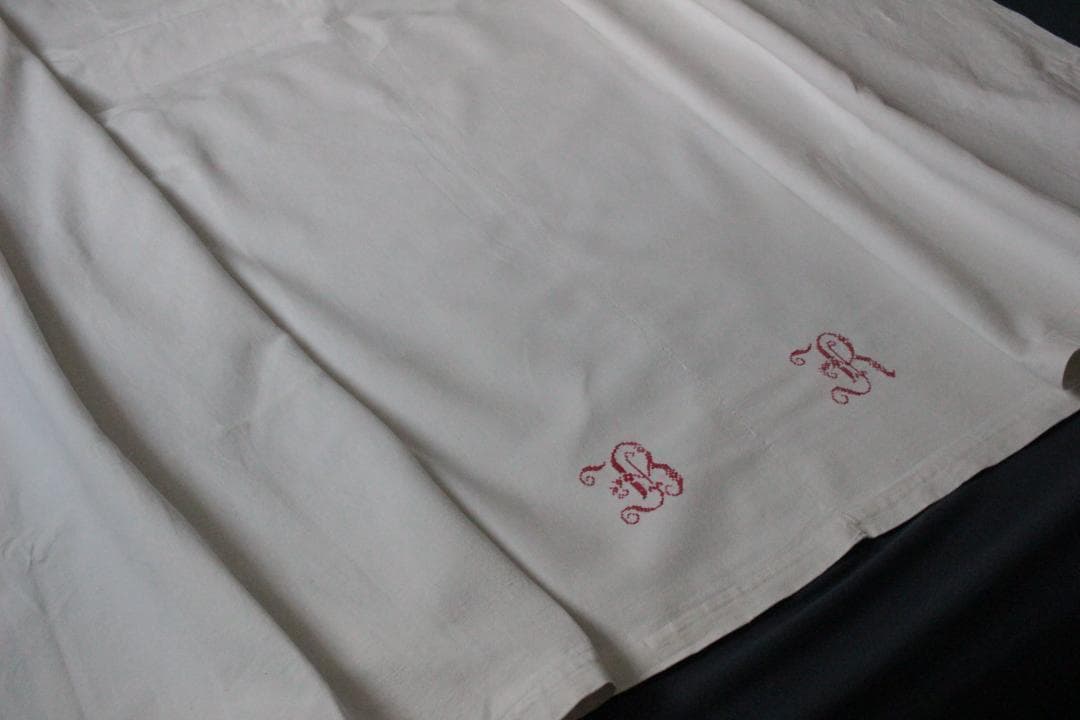 フランスアンティークイニシャルシーツ/モノグラムカバー/MONOGRAM“BR”