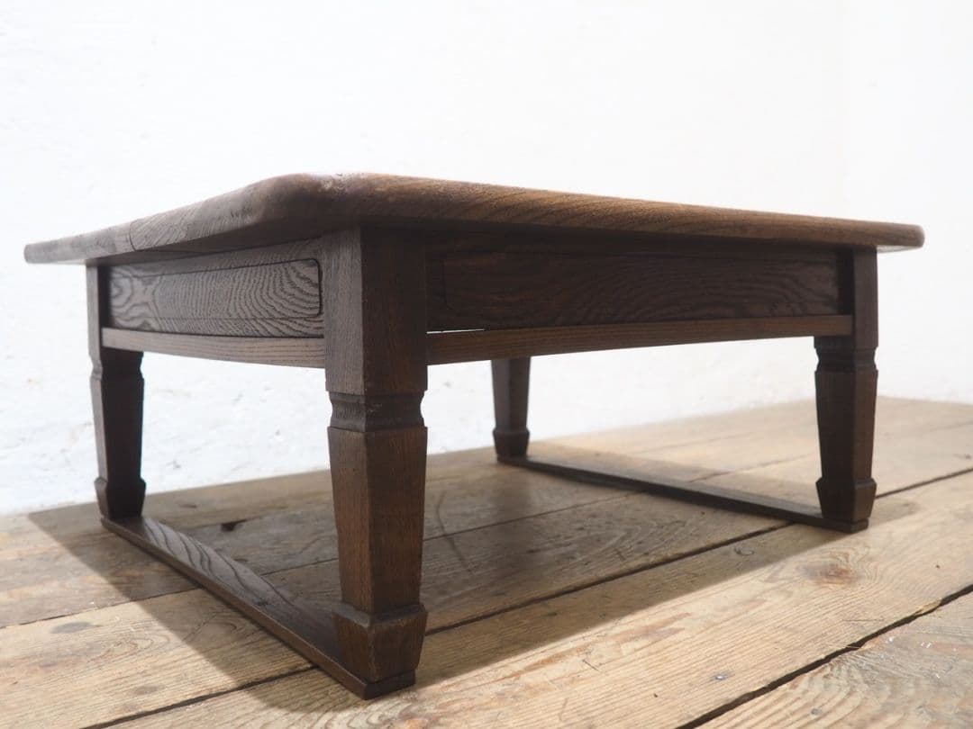 1307 アンティーク 総欅のローテーブル　文机　座卓　ちゃぶ台　レトロ　けやき