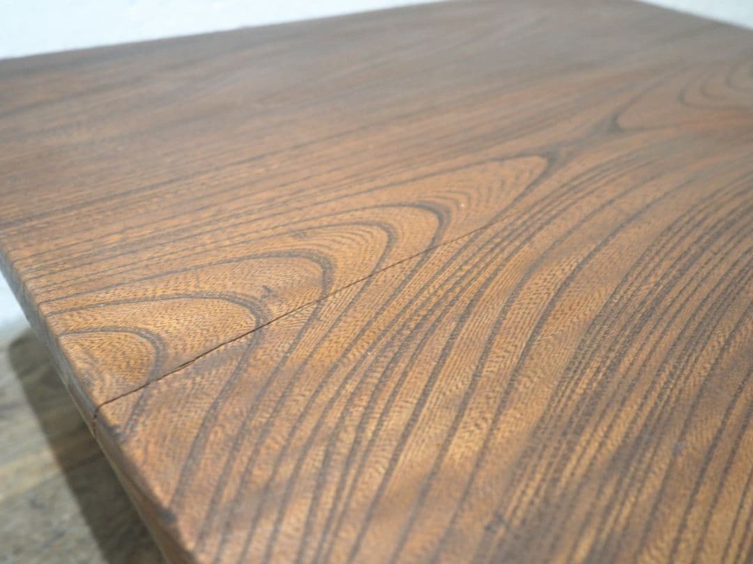 1307 アンティーク 総欅のローテーブル　文机　座卓　ちゃぶ台　レトロ　けやき