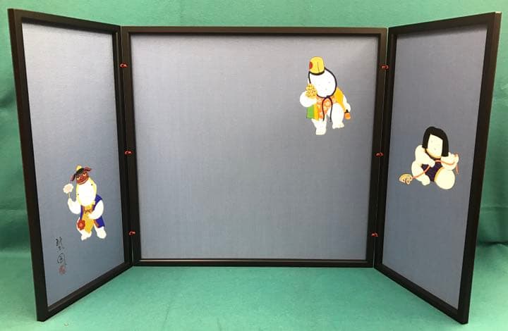 20号 手描御所人形図 屏風 紫風作