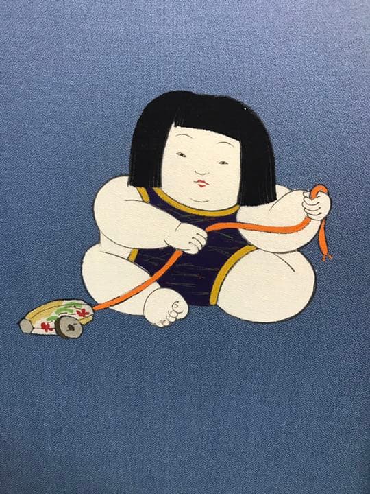 20号 手描御所人形図 屏風 紫風作