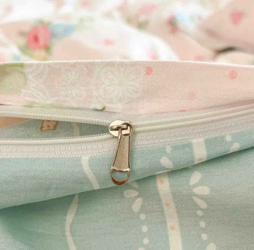 新品★薔薇水玉リボンロマンチック満載♡綿100%シングルカバーセット枕カバー２枚