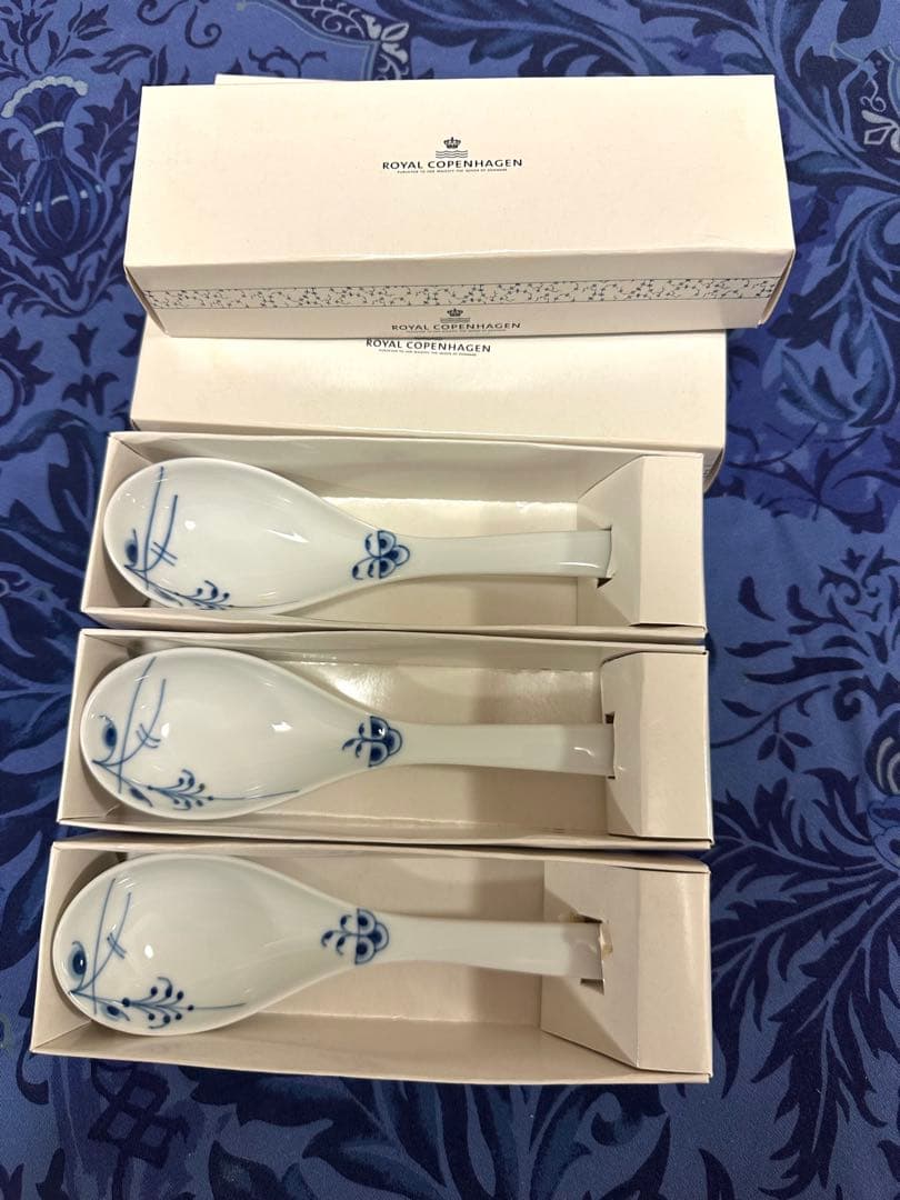 ロイヤルコペンハーゲン　ブルーパルメッテ　スプーン（レンゲ）3本