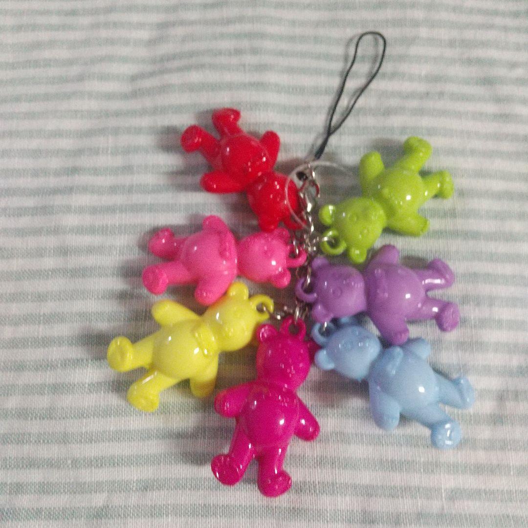 カラフルクマストラップ7個セット ベアチャーム 平成レトロ - メルカリ