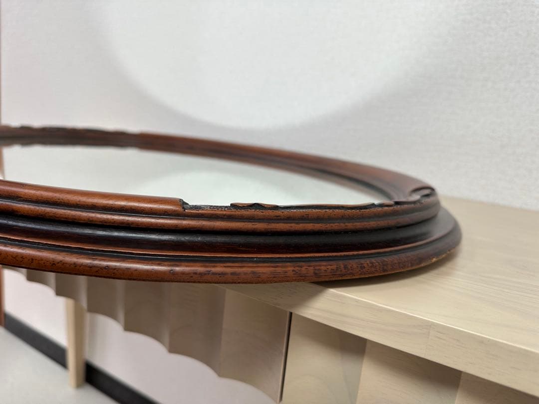 オーバルミラー アイルランド製 オーダーメイド 西洋彫刻 木製 ※i4※