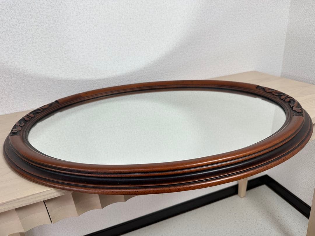 オーバルミラー アイルランド製 オーダーメイド 西洋彫刻 木製 ※i4※