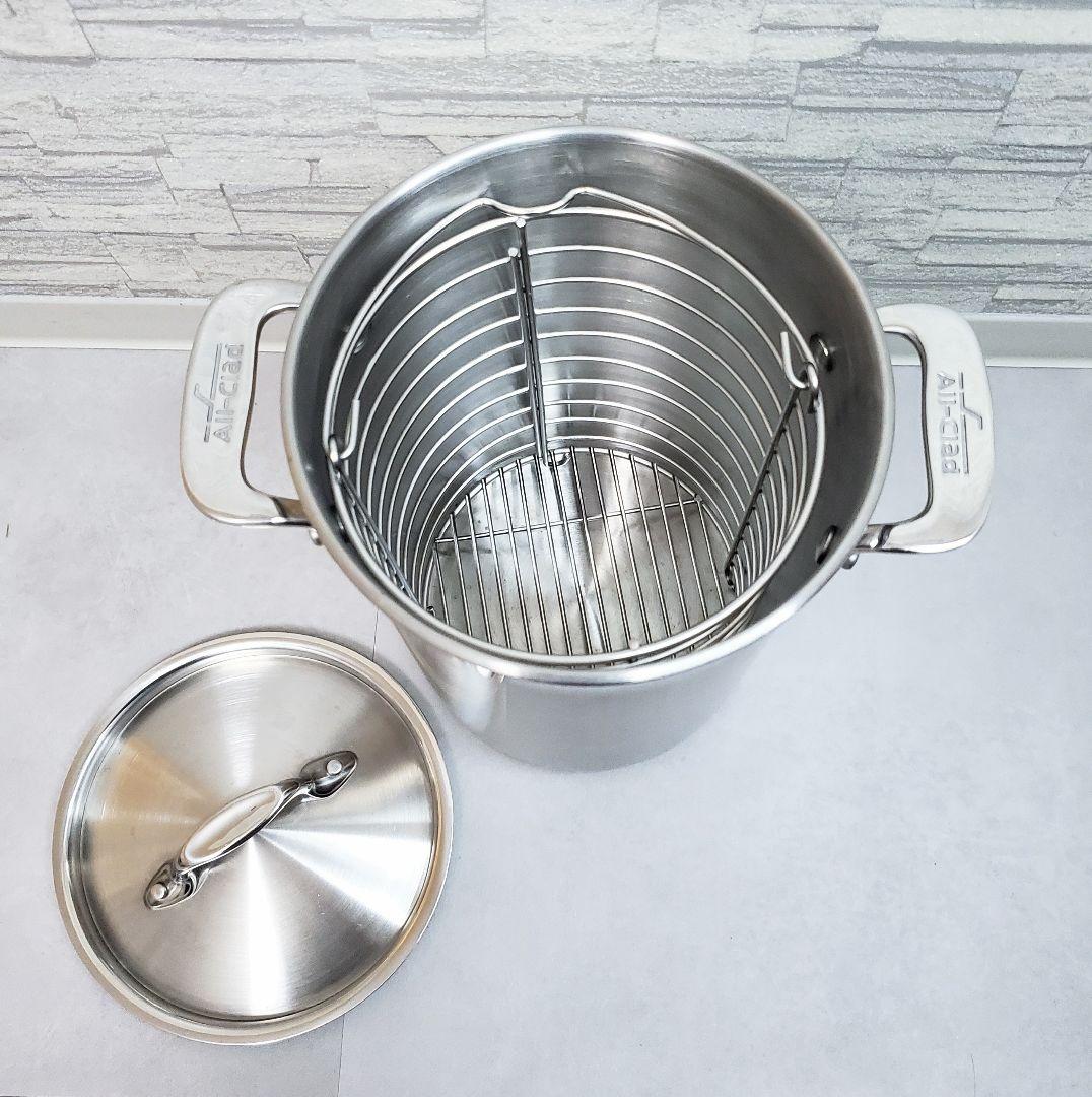 All-Clad SAS-4 高品質 ステンレス鍋　スチームバスケット付き