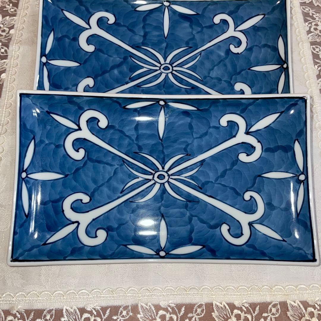 源右衛門　深付俵唐草　長角皿　5枚セット　未使用