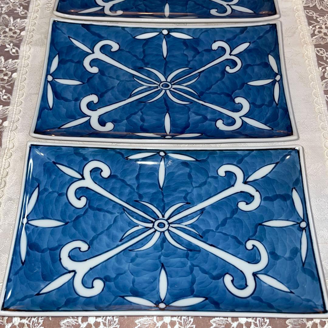 源右衛門　深付俵唐草　長角皿　5枚セット　未使用