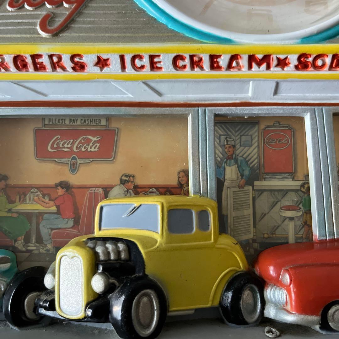 (ジャンク品) 壁掛け時計 コカコーラ ファミリードライブイン ビンテージ