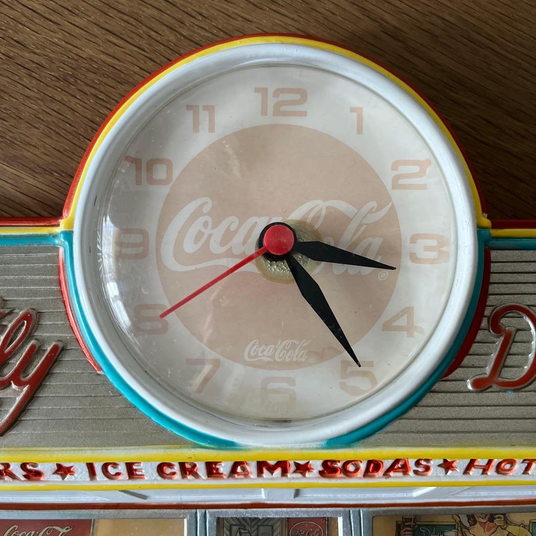 (ジャンク品) 壁掛け時計 コカコーラ ファミリードライブイン ビンテージ