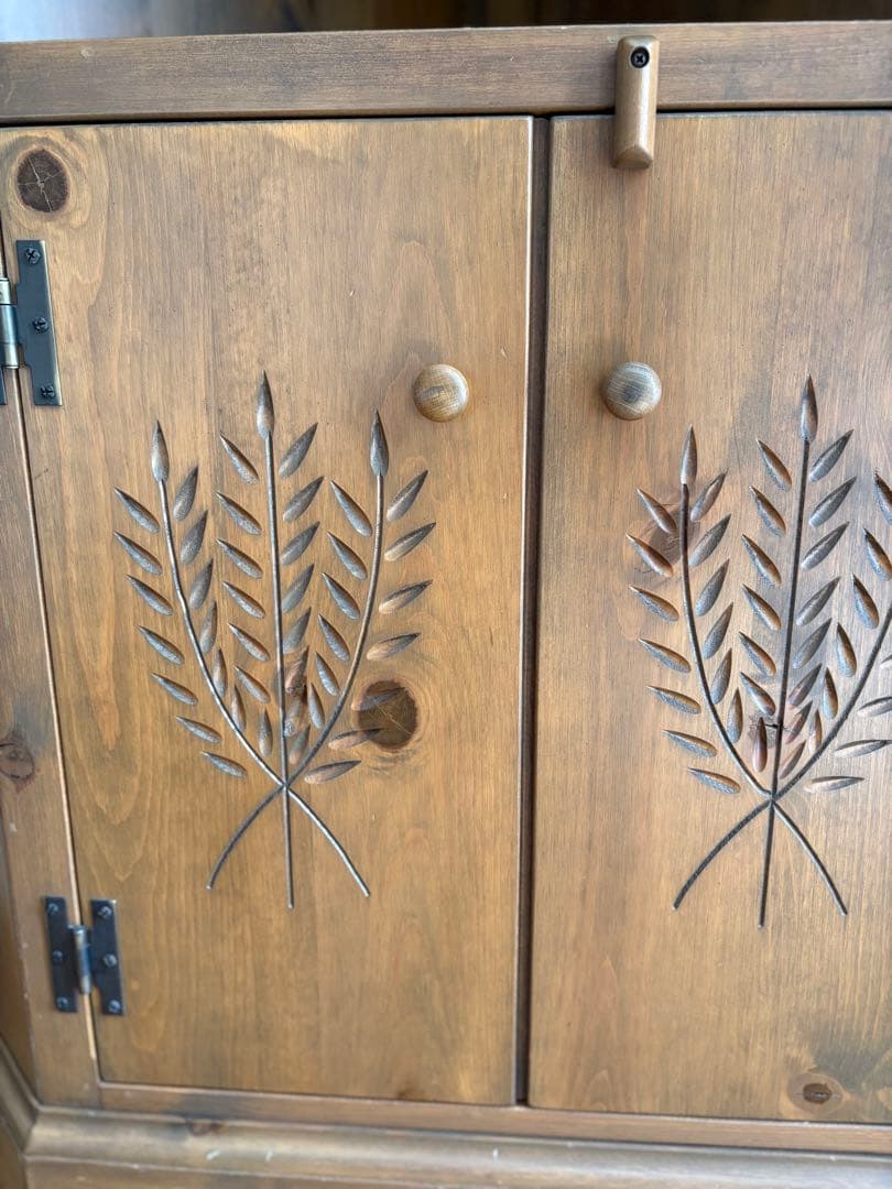 アンファン 廃盤 コーナーカップボード 本棚 食器棚 シェルフ カントリー家具