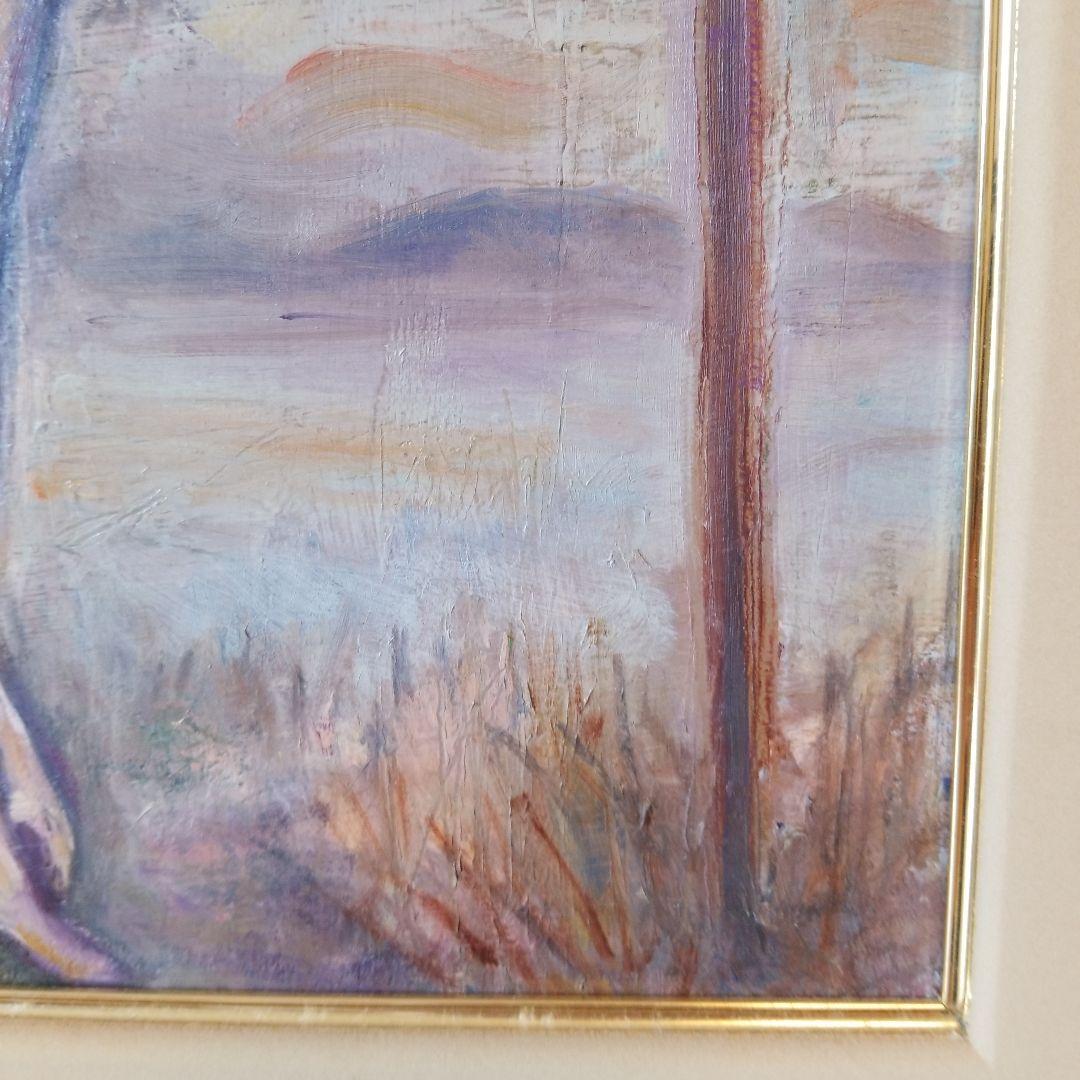 油絵　絵画　題名《岐路》道しるべ　裸婦　P 6 サイズ　2000年製作