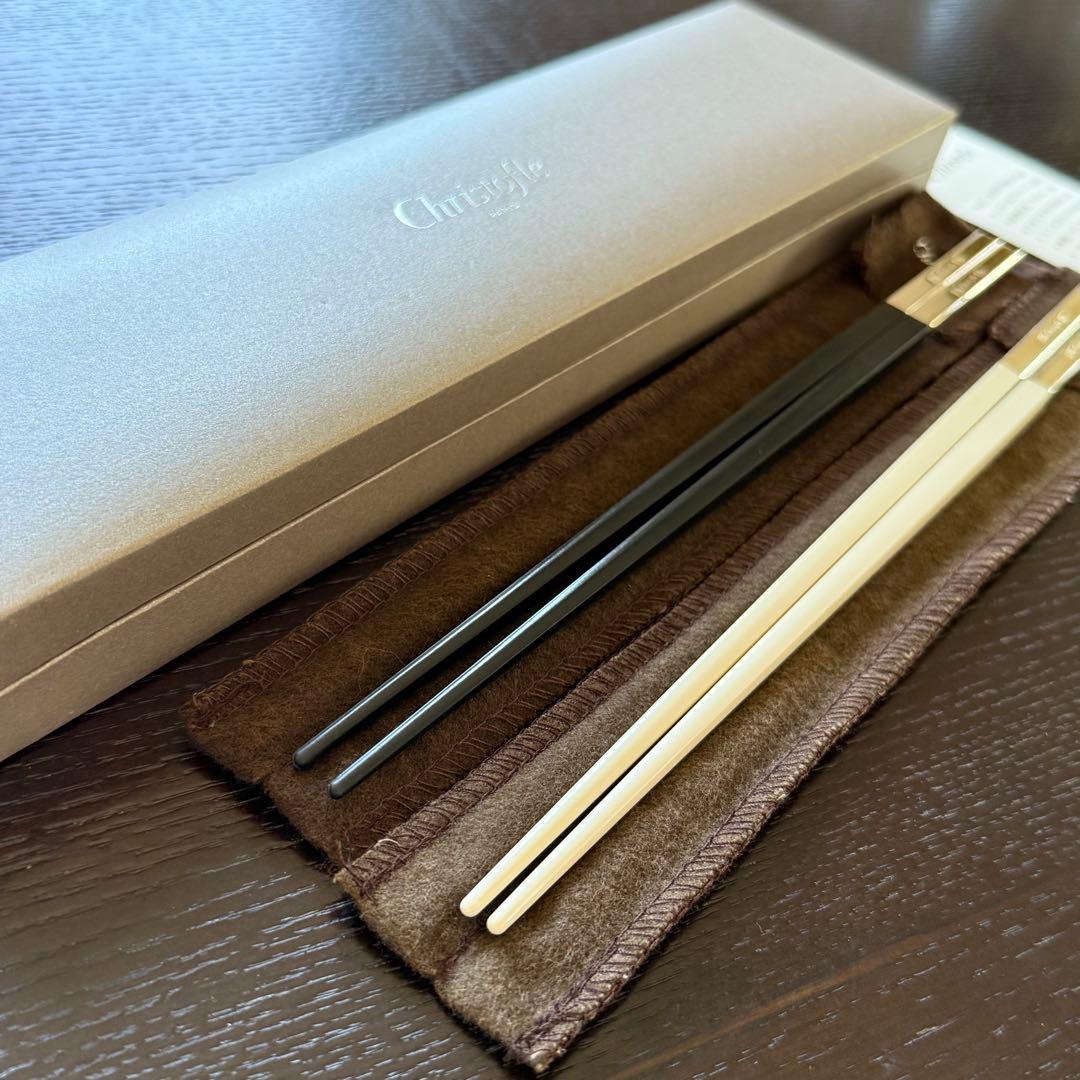 Christofle 箸 ペア　黒　白