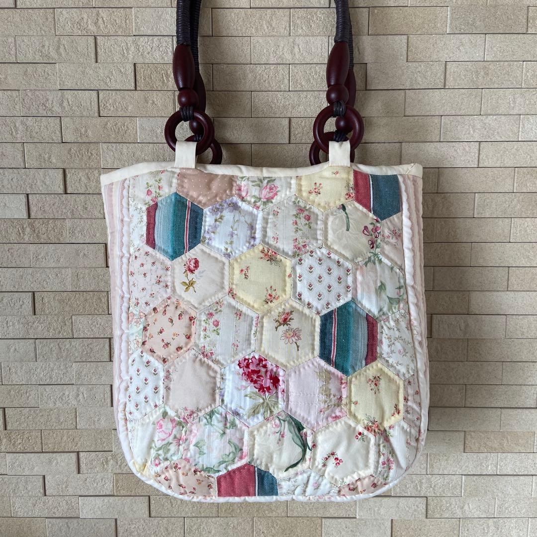 パッチワークトートバッグ　ヘキサゴン