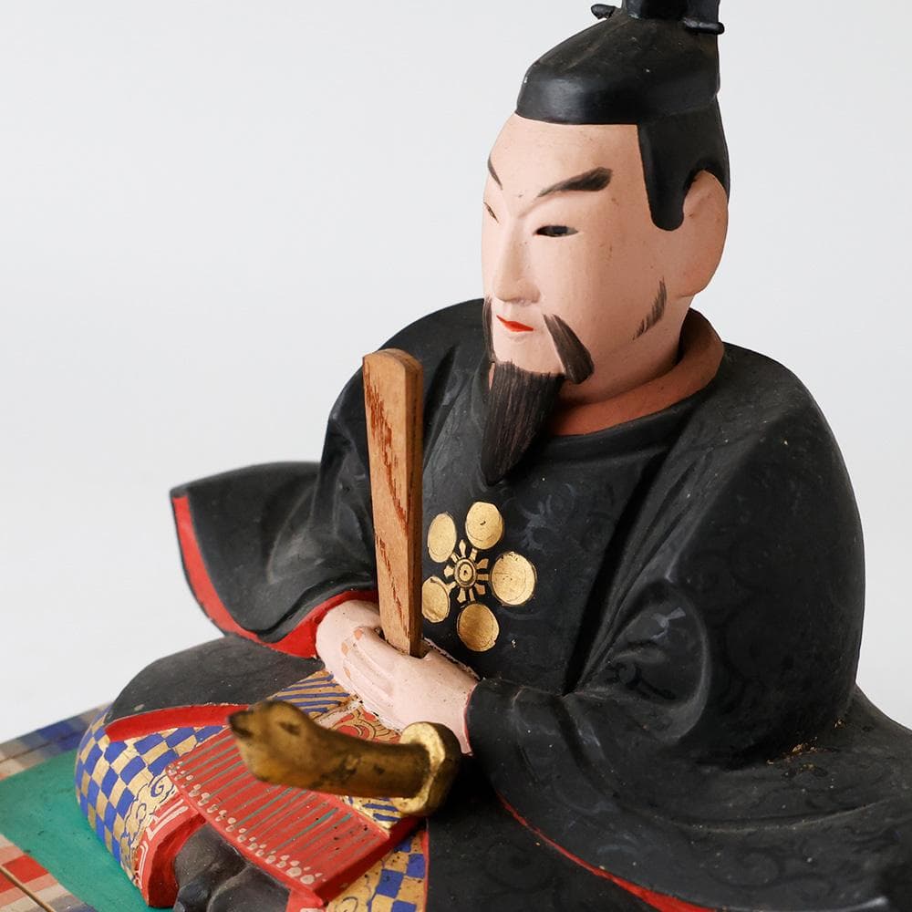 時代年代物 木彫 彩色 玉眼 天神像 天神様 菅原道真公 学問 書道誠実の神共箱