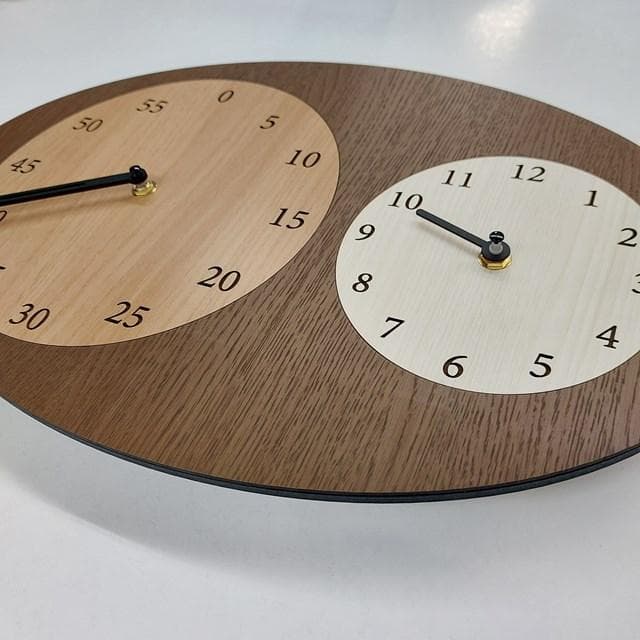 分が読めるデザイン時計｜知育 北欧風 インテリア 壁掛け｜静音デュアルクロック