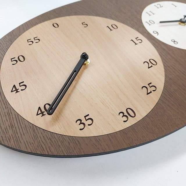 分が読めるデザイン時計｜知育 北欧風 インテリア 壁掛け｜静音デュアルクロック