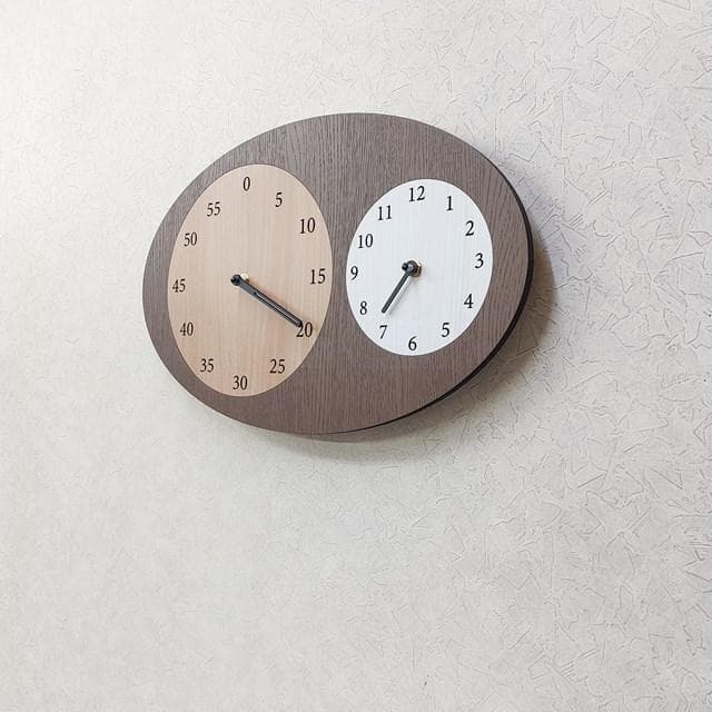 分が読めるデザイン時計｜知育 北欧風 インテリア 壁掛け｜静音デュアルクロック