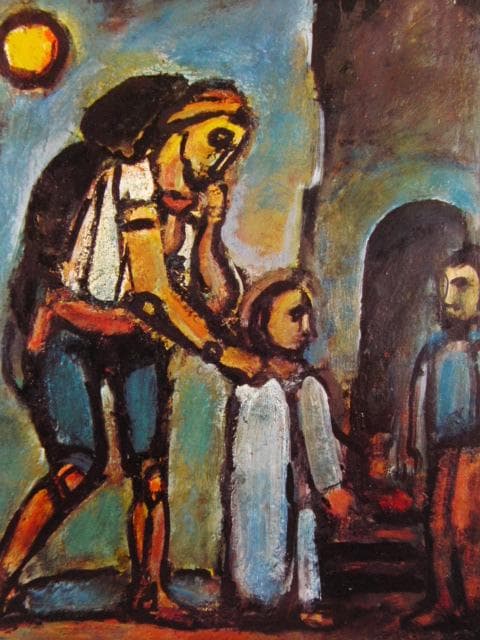 ルオー「避難」、希少画集画、状態良好、新品高級額装付