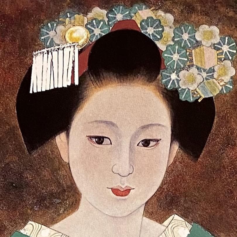 加藤晨明、【舞妓】、希少な額装用画集より、新品額装付、状態良好