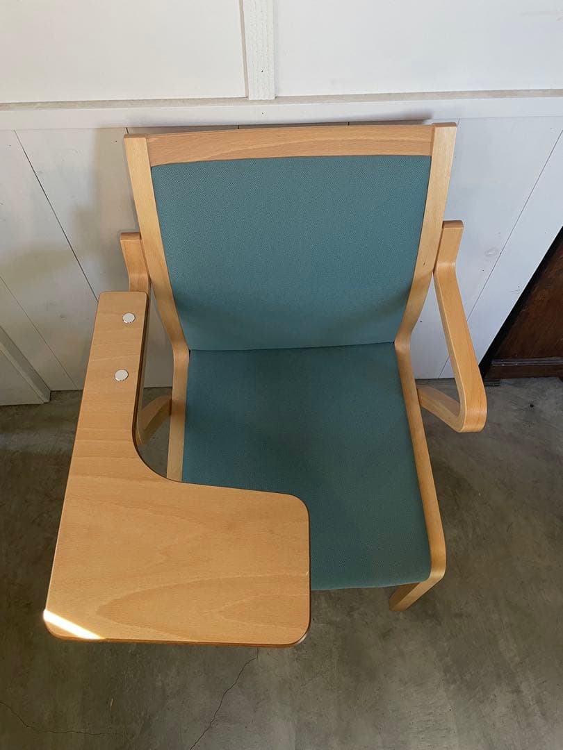 希少！廃盤状態良し 天童木工 机付きチェア Tendo 成形合板 グリーン