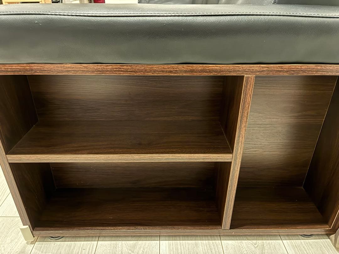 モダンデコ　2WAYソファ PUブラック×ウォールナット