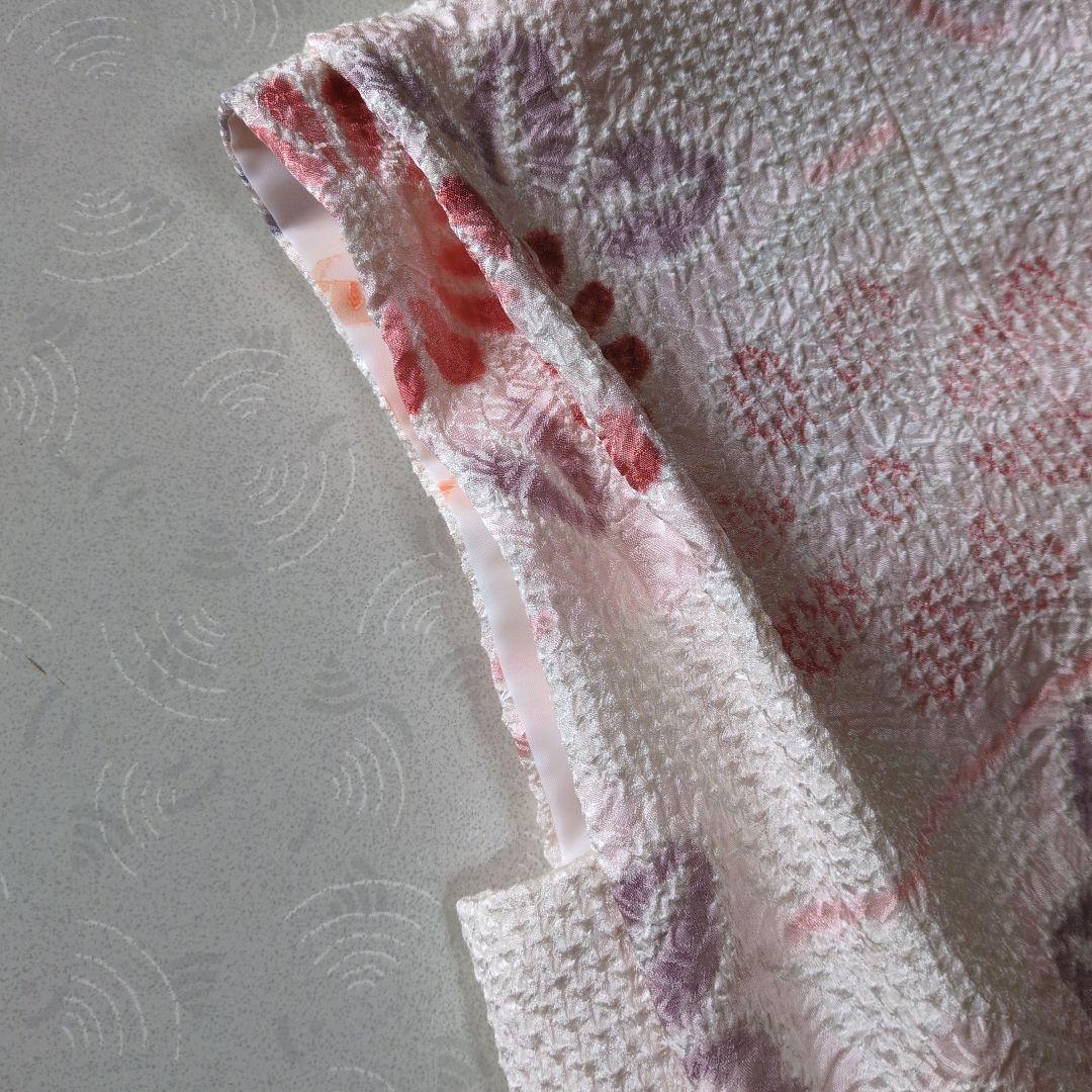 七五三３歳女の子新品正絹総絞りの被布(中綿無し）オフホワイト