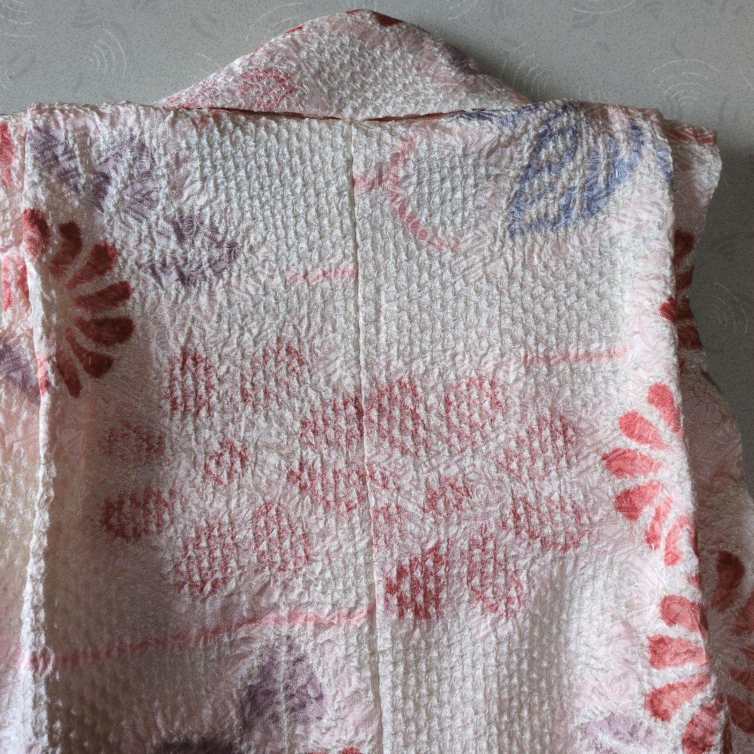 七五三３歳女の子新品正絹総絞りの被布(中綿無し）オフホワイト