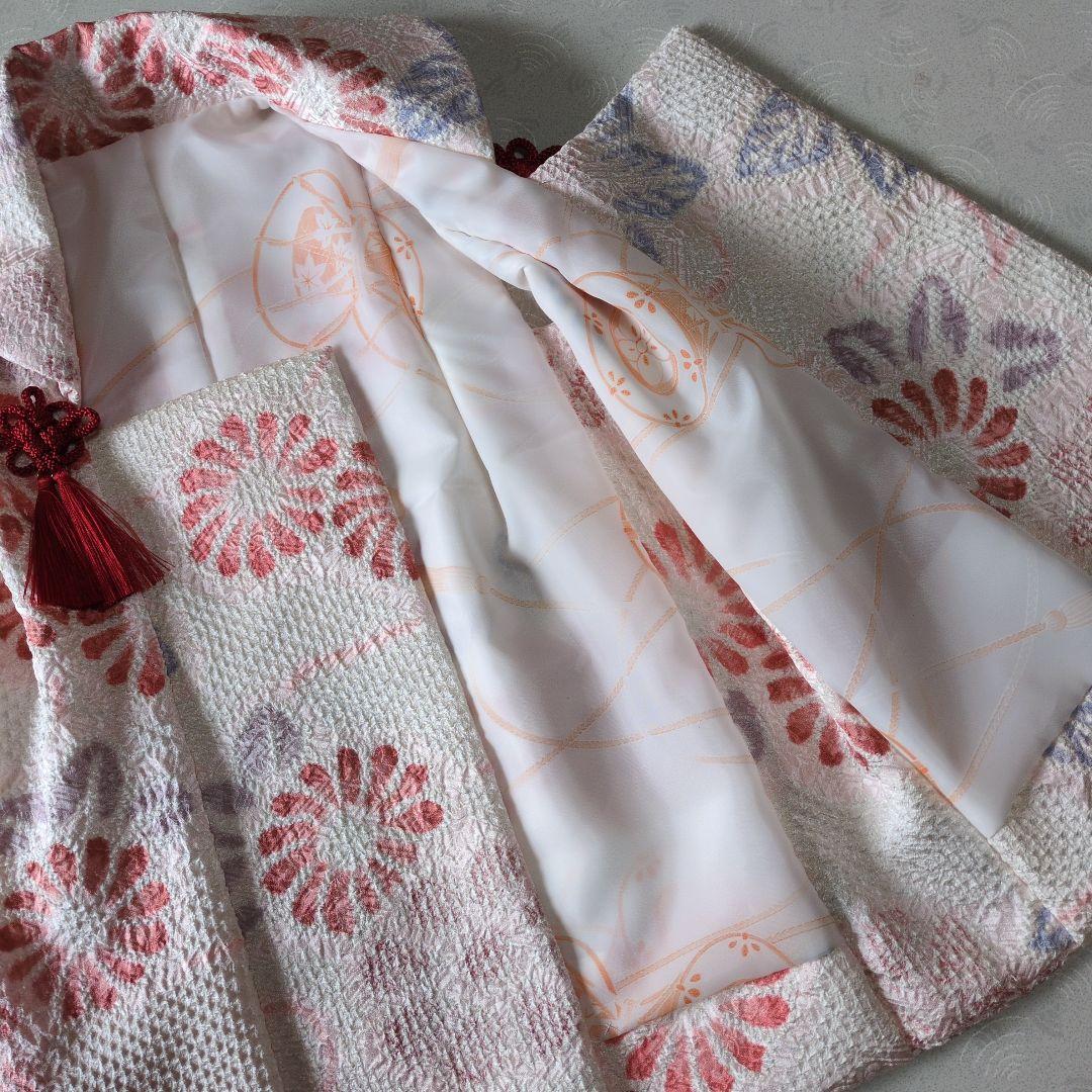 七五三３歳女の子新品正絹総絞りの被布(中綿無し）オフホワイト