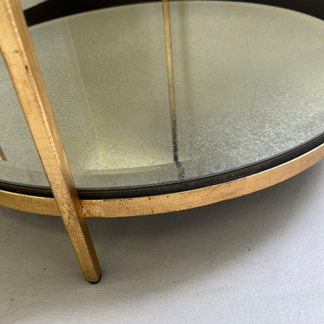 円形ガラスサイドテーブル ゴールドアンティーク仕様　122
