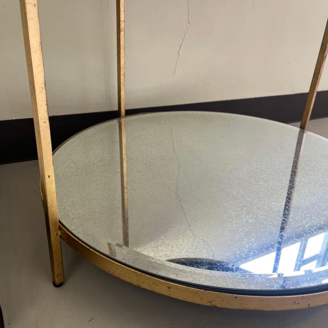 円形ガラスサイドテーブル ゴールドアンティーク仕様　122