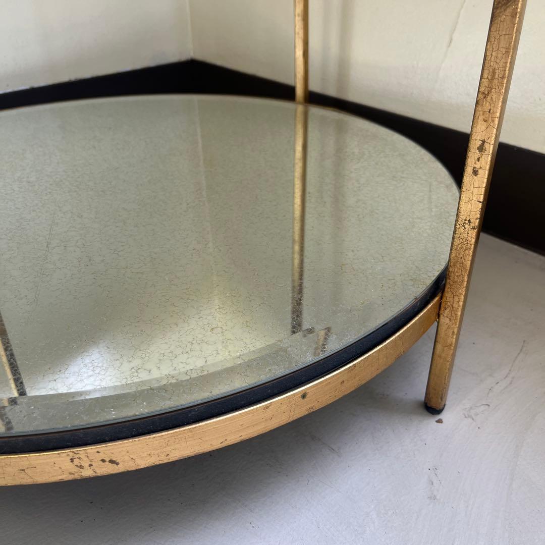 円形ガラスサイドテーブル ゴールドアンティーク仕様　122