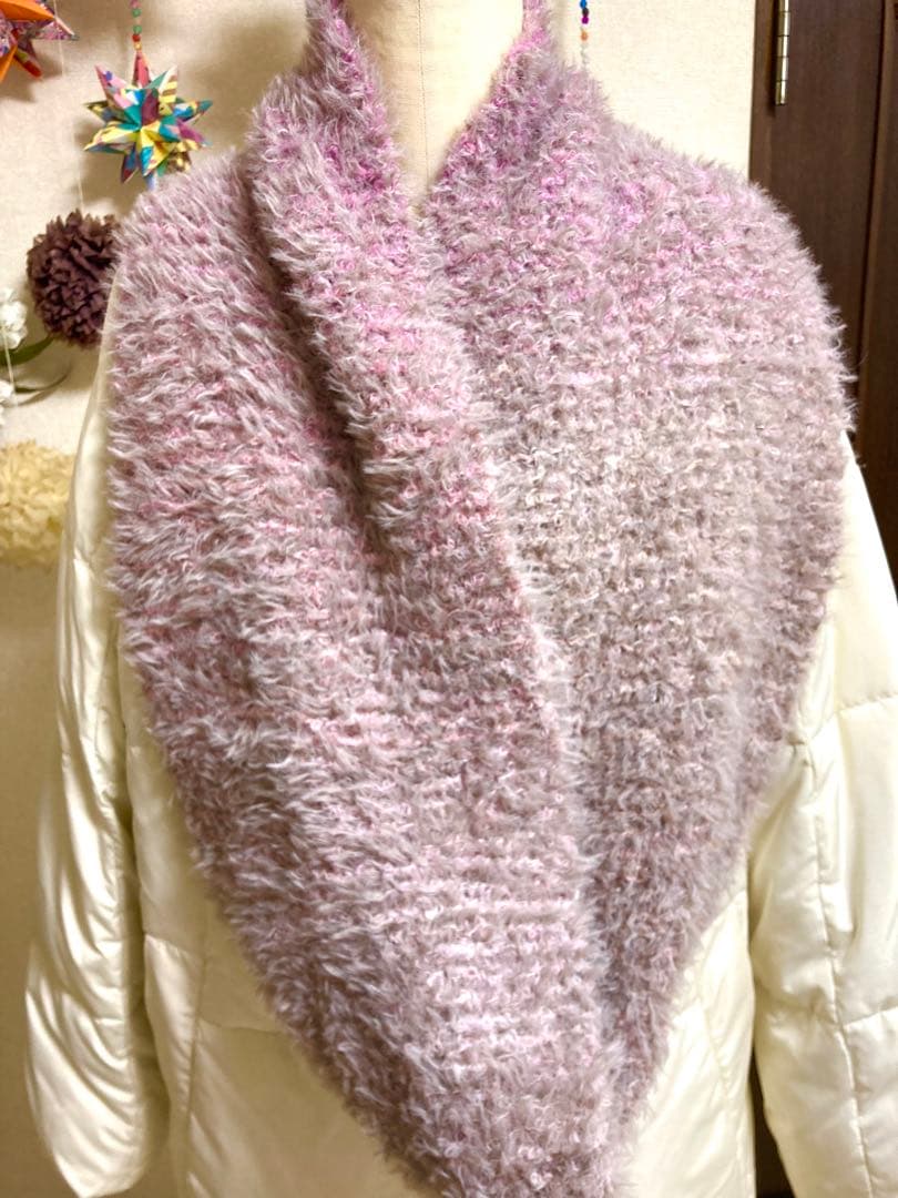 スヌード フェイクファー グラデーション 手編み ハンドメイド 1236