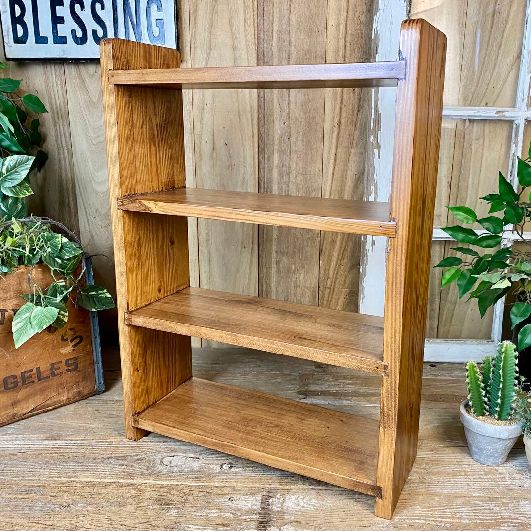 カントリー北欧パイン材四段ラックシェルフ（50㎝×70㎝）木製飾り棚調味料棚本棚