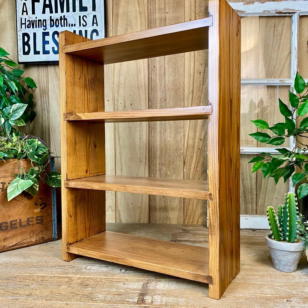 カントリー北欧パイン材四段ラックシェルフ（50㎝×70㎝）木製飾り棚調味料棚本棚
