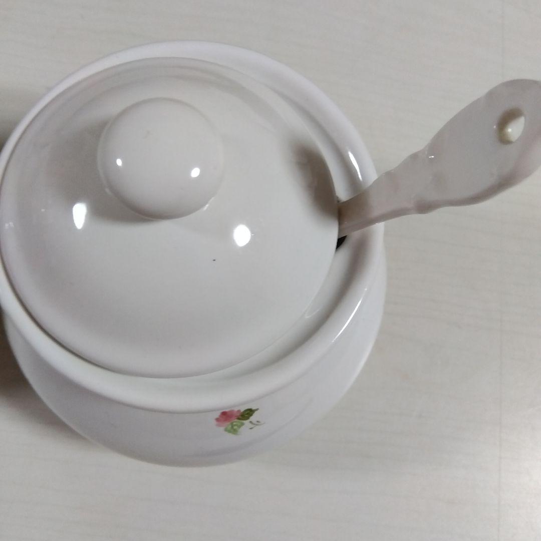annarosa イタリア花柄陶器保存容器2個　ビンテージとスプーン3本セット