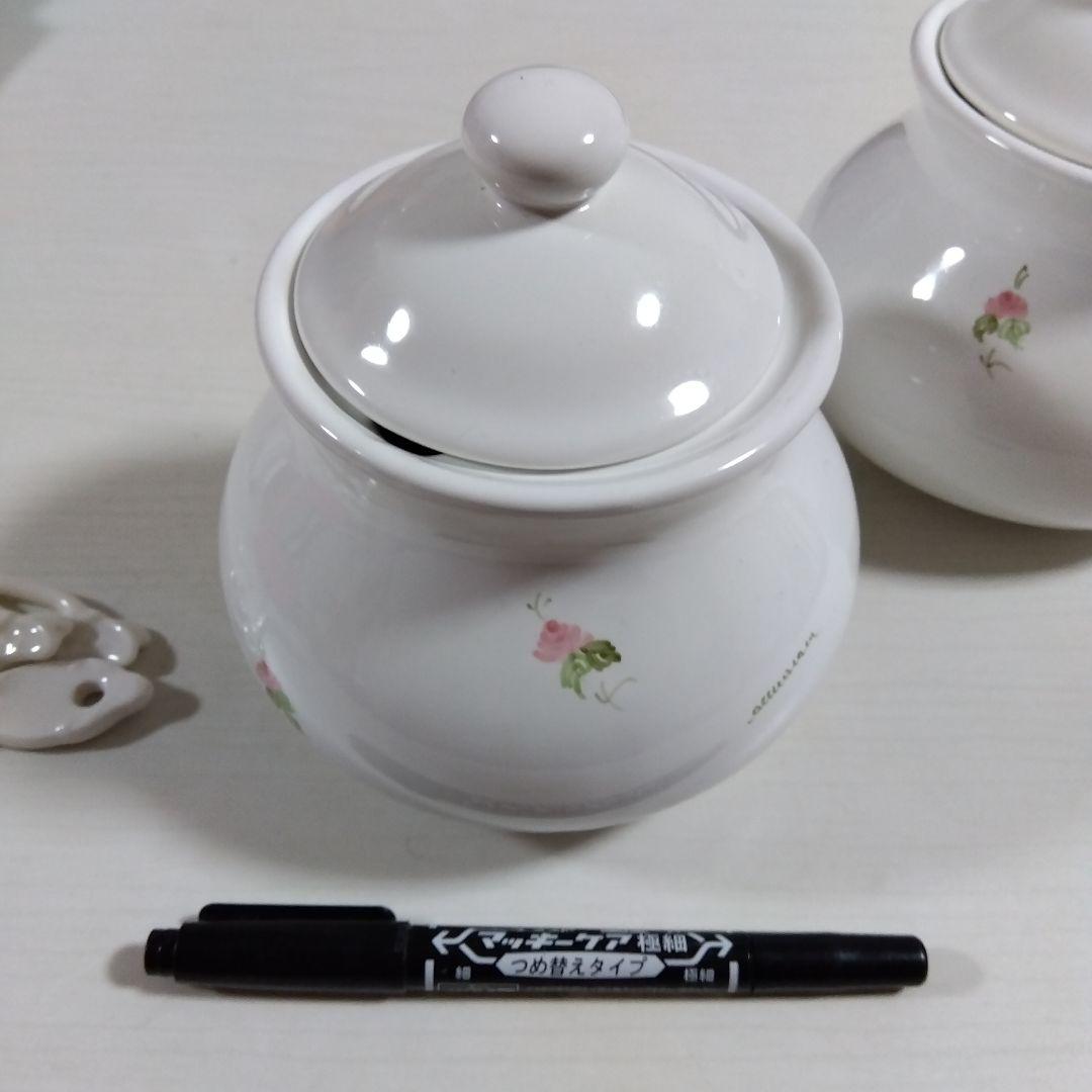 annarosa イタリア花柄陶器保存容器2個　ビンテージとスプーン3本セット
