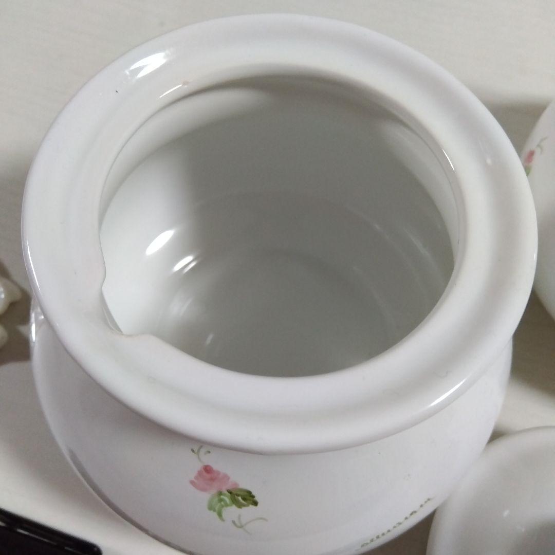 annarosa イタリア花柄陶器保存容器2個　ビンテージとスプーン3本セット