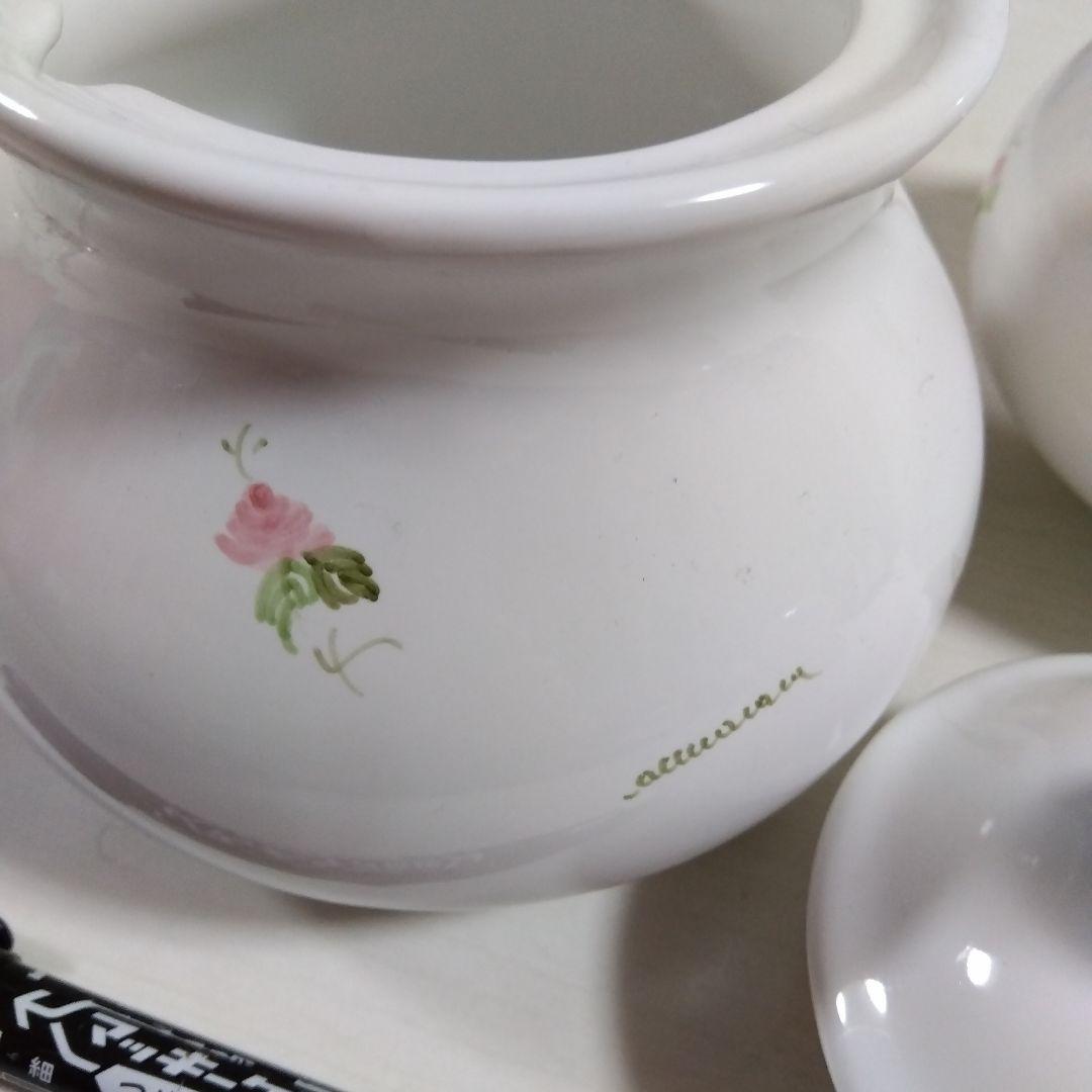 annarosa イタリア花柄陶器保存容器2個　ビンテージとスプーン3本セット