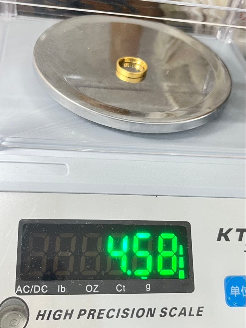 ゆずK24純金平打ちマットリング艶消し加工4.58g刻印ありハンドメイド