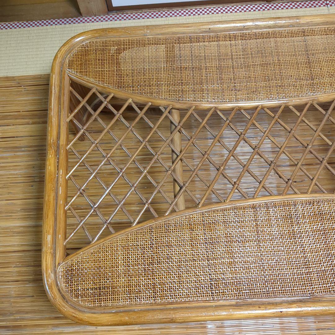 ラタン製 ガラス天板 座卓 センターテーブル ローテーブル