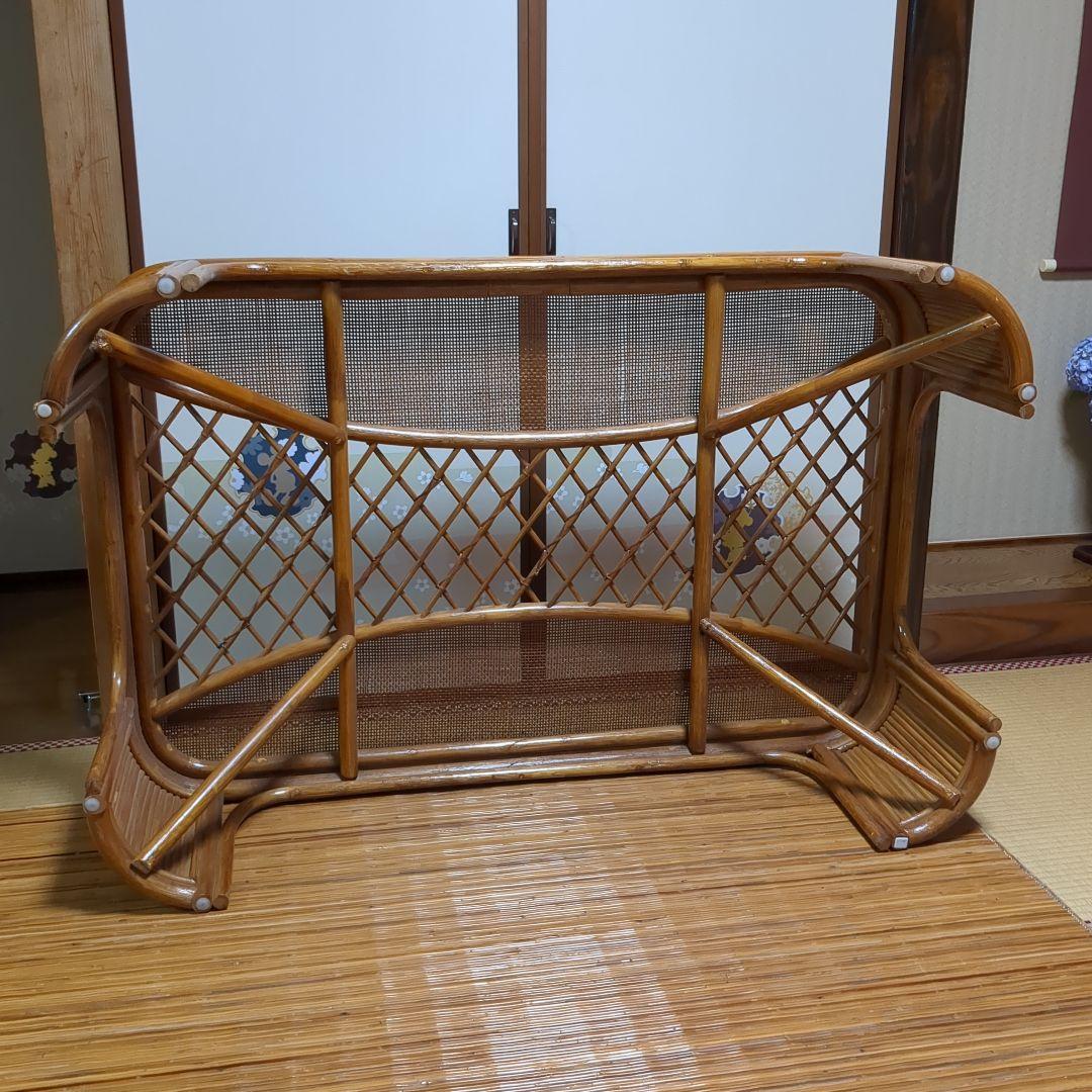 ラタン製 ガラス天板 座卓 センターテーブル ローテーブル