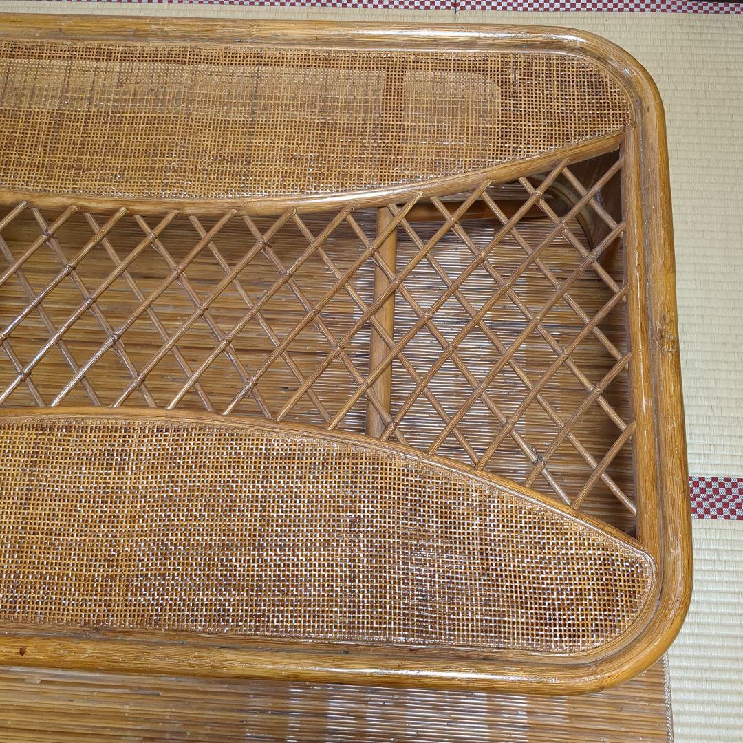 ラタン製 ガラス天板 座卓 センターテーブル ローテーブル