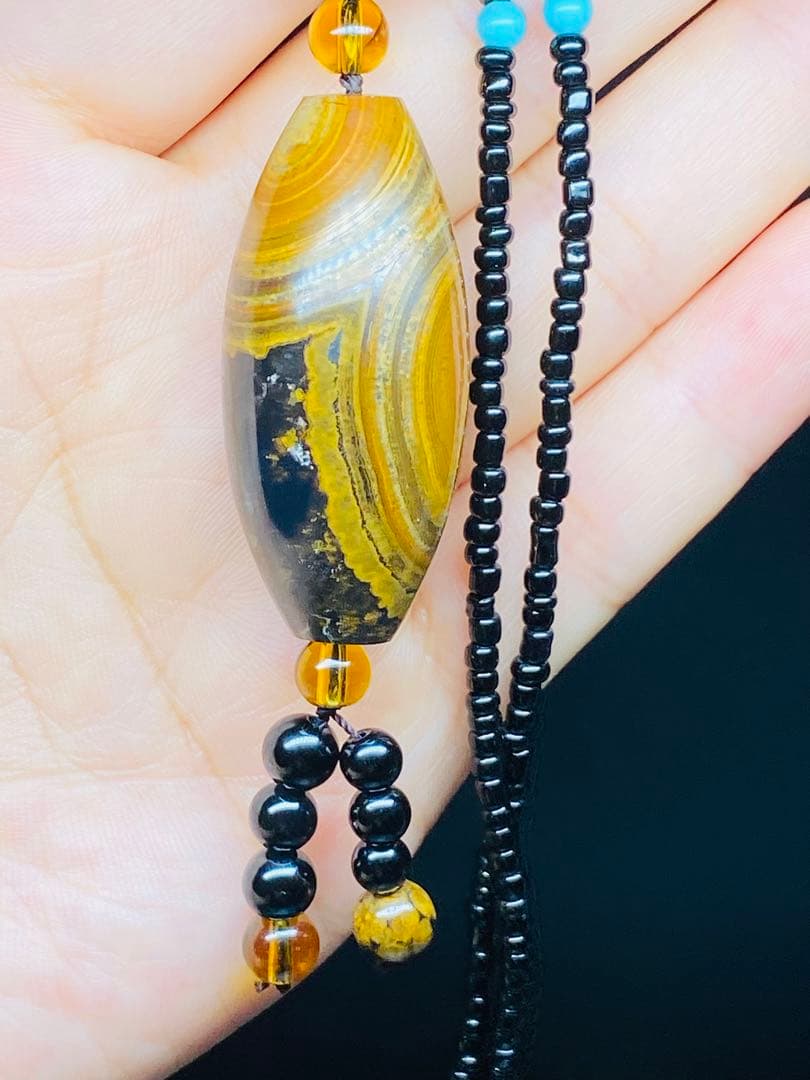 ニ龍眼天珠 蒙天珠 天珠 長寿自然　栄達栄進　自然に作られた老天珠 老鉱天珠