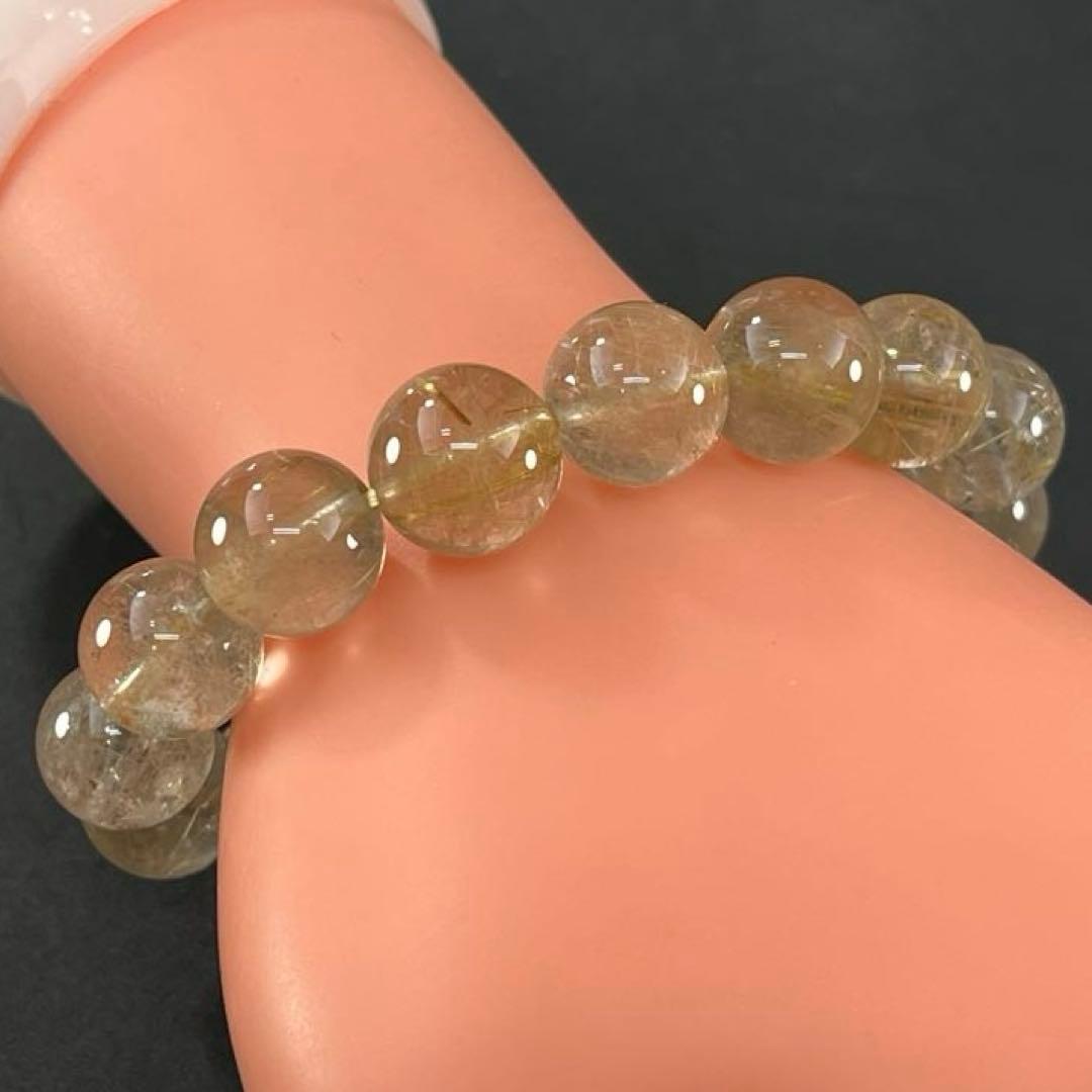 BRY0933☆13㎜玉ルチルクォーツブレスレット☆高品質　金運パワーストーン