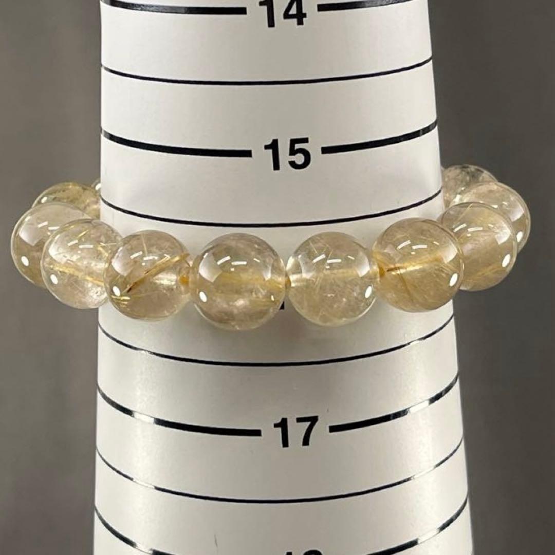 BRY0933☆13㎜玉ルチルクォーツブレスレット☆高品質　金運パワーストーン