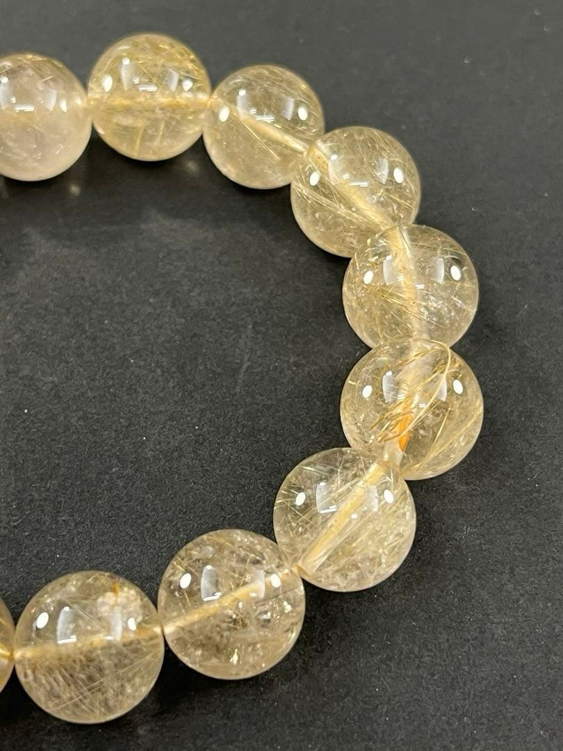BRY0933☆13㎜玉ルチルクォーツブレスレット☆高品質　金運パワーストーン
