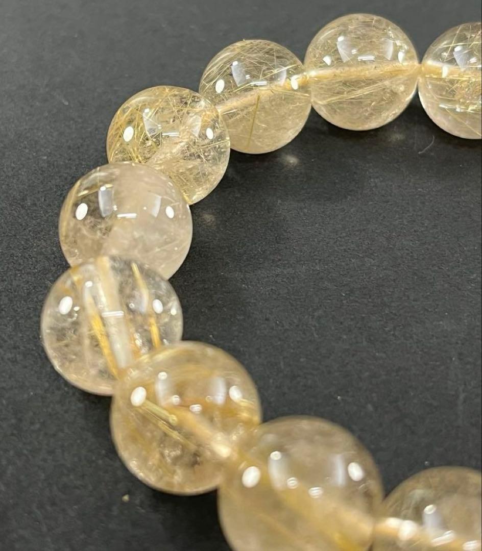 BRY0933☆13㎜玉ルチルクォーツブレスレット☆高品質　金運パワーストーン